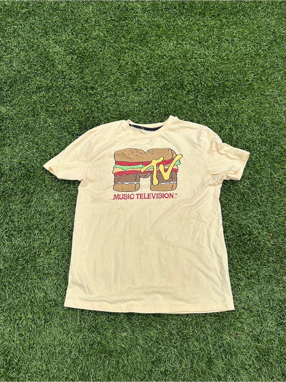 MTV Music Television Burger Graphic T-Shirt Kids Large 12/14